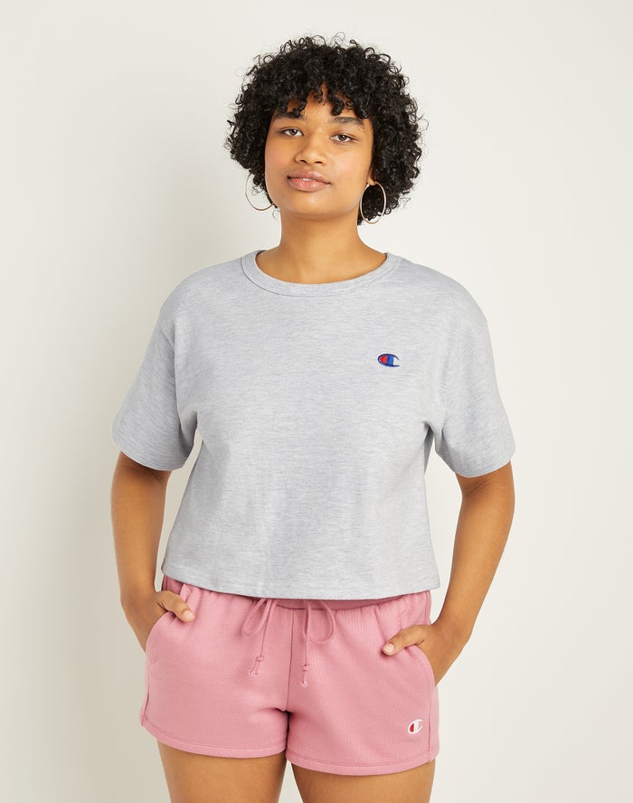 Camiseta Champion Mujer - Heritage Cropped C Logo ( Gris ) 3459821-QA